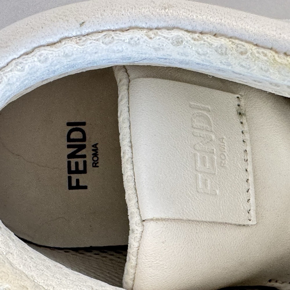 Fendi 8E7045 White High Top Logo Leather Sneakers - Picture 3 of 9